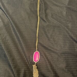 Kendra Scott Gold Necklace with Pink Pendant EUC Rayne